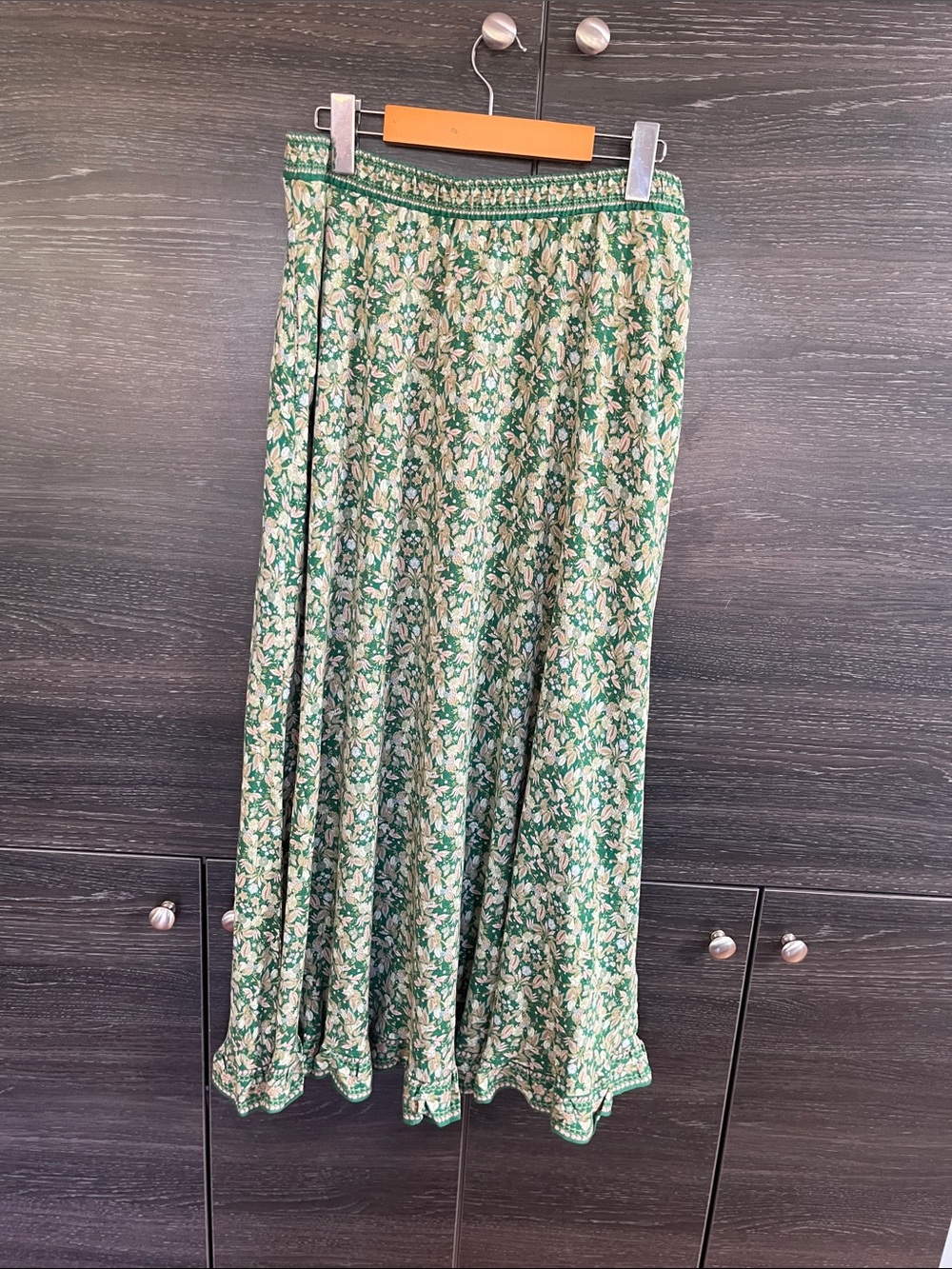 NWT Max Studio London Green Floral Aline Skirt L